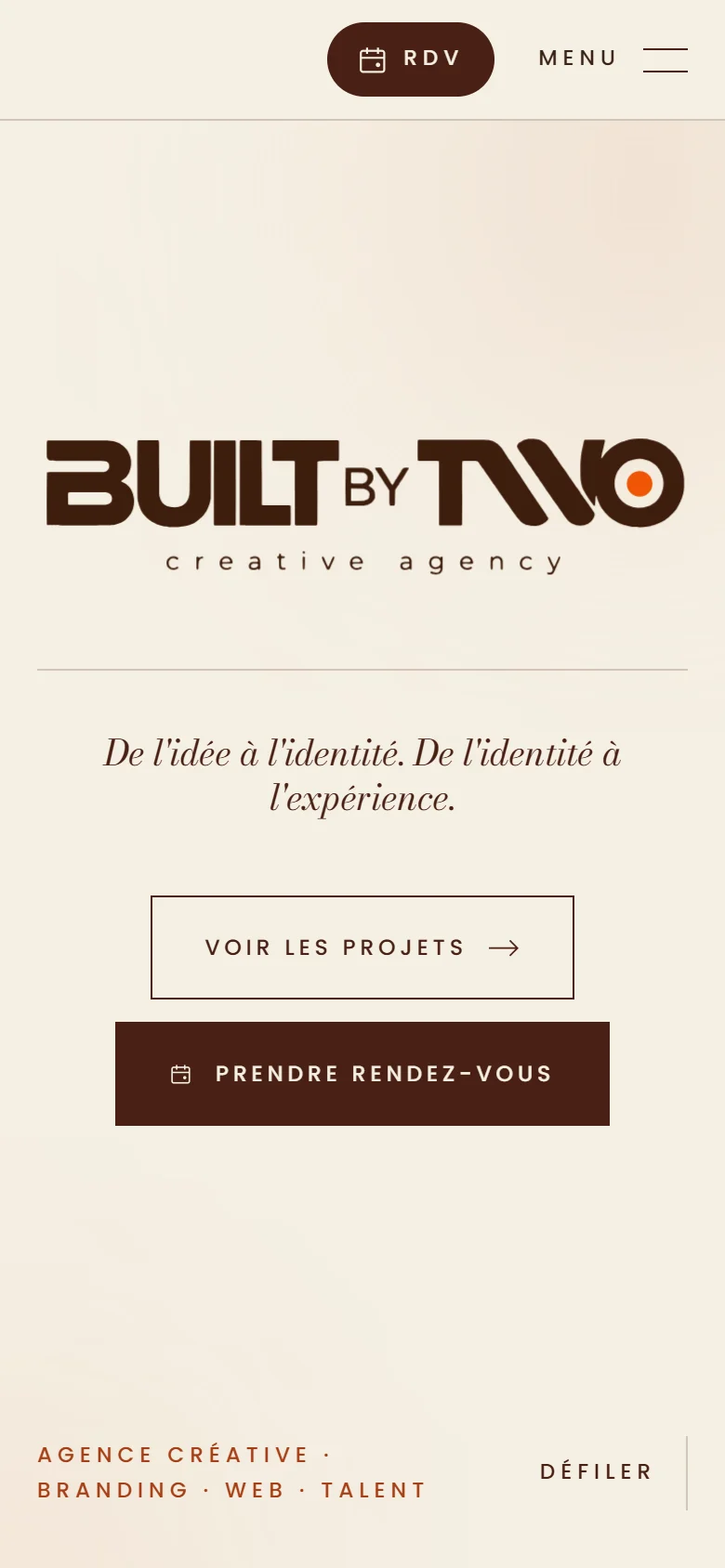 Le site Built By Two sur mobile